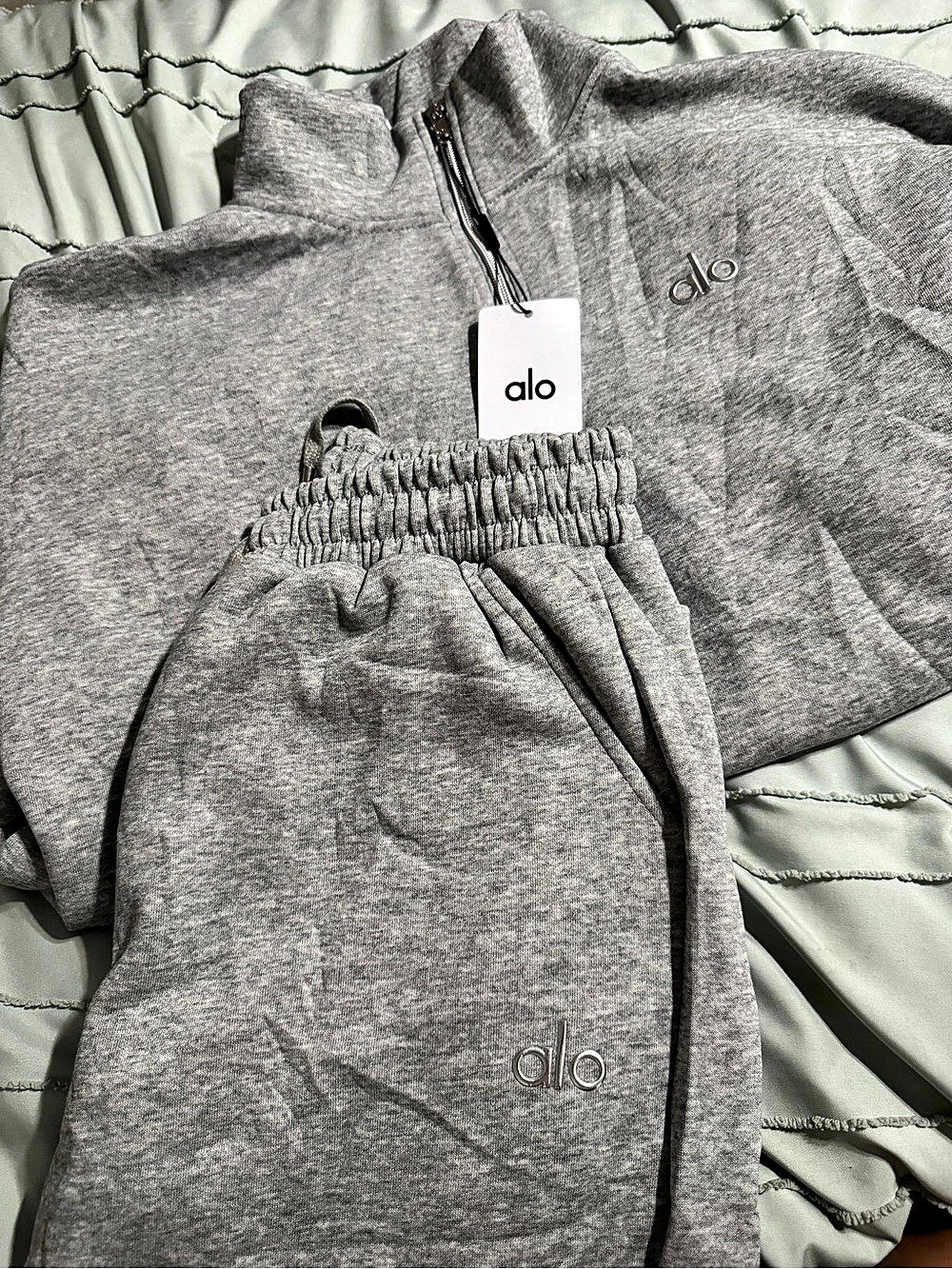 Alo Gray Hoodie & Jogger Set